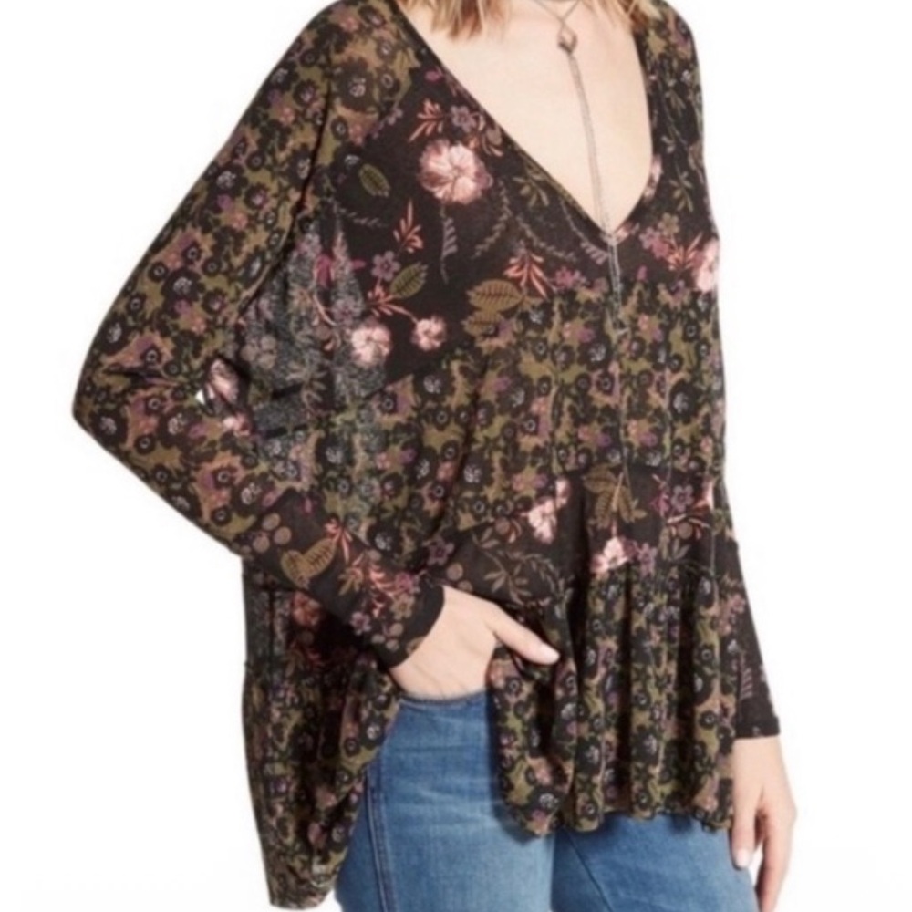 Free People Tiered Floral Mesh Long Sleeve Top - Picture 12 of 12